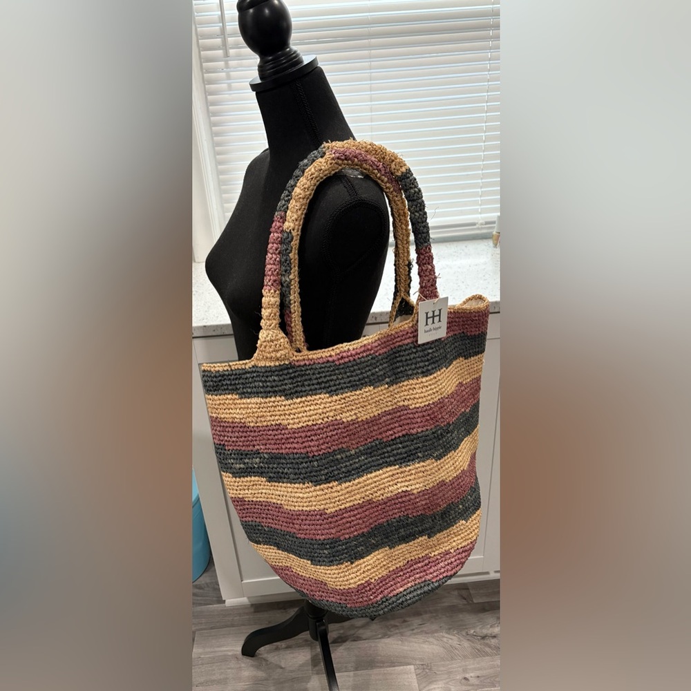 Brand New with Tags! Haute Hippie XL Raffia Multi Color Shopper